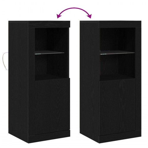 Skab med LED Lys Sort Eg 41x37x100 cm