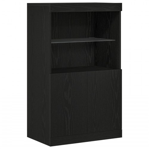 Skabs med LED-lamper Sort Eg 60x37x100 cm