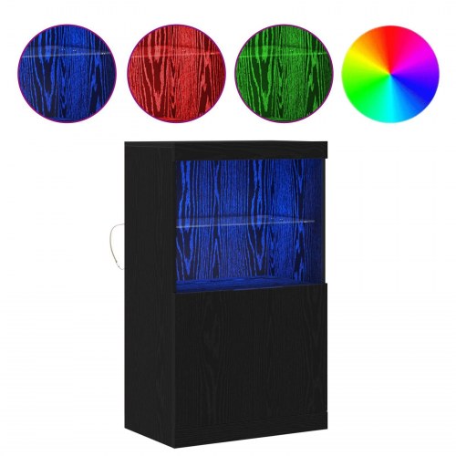 Skabs med LED-lamper Sort Eg 60x37x100 cm