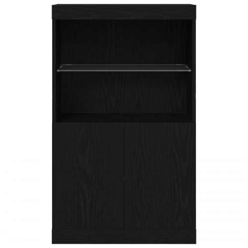 Skabs med LED-lamper Sort Eg 60x37x100 cm