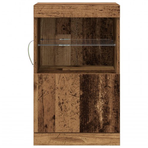 Sideboard med LED Lys Gammelt Træ 41x37x67 cm