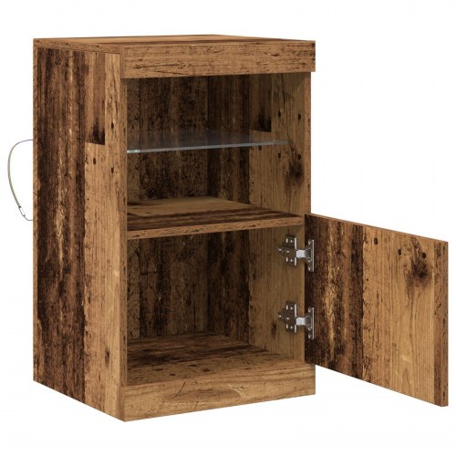 Sideboard med LED Lys Gammelt Træ 41x37x67 cm