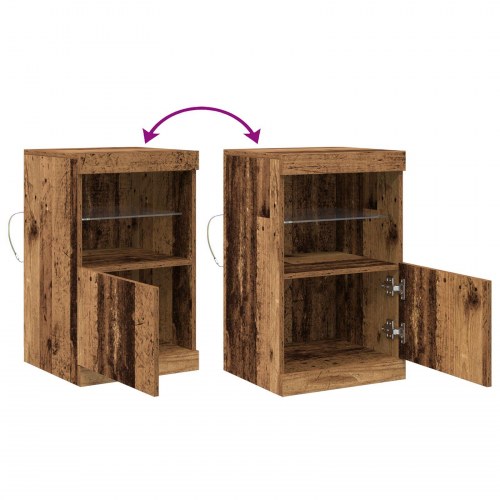 Sideboard med LED Lys Gammelt Træ 41x37x67 cm