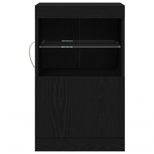 Sideboard med LED-lys Sort Eg 41x37x67 cm