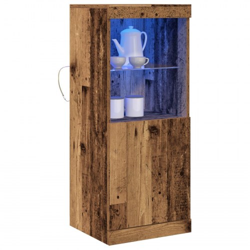 Sideboard med LED-lys Gamle Træ 41x37x100 cm