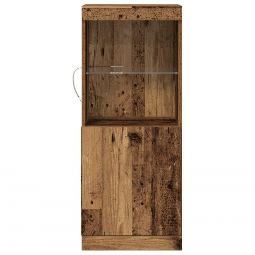 Sideboard med LED-lys Gamle Træ 41x37x100 cm