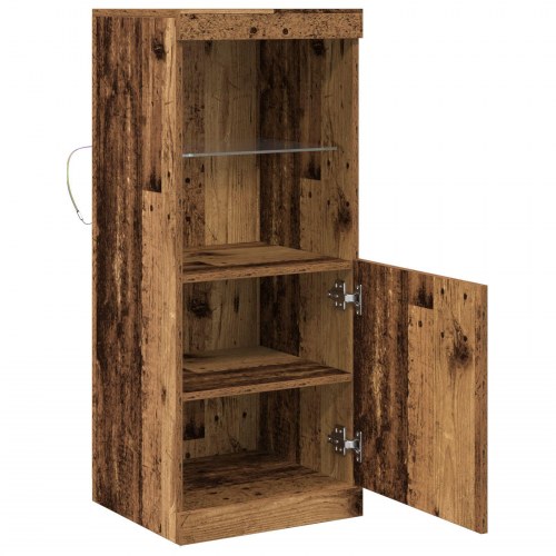 Sideboard med LED-lys Gamle Træ 41x37x100 cm