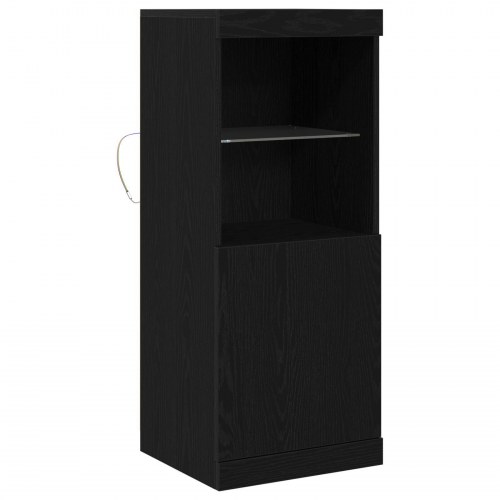 Sideboard med LED Lys Sort Eg 41x37x100 cm