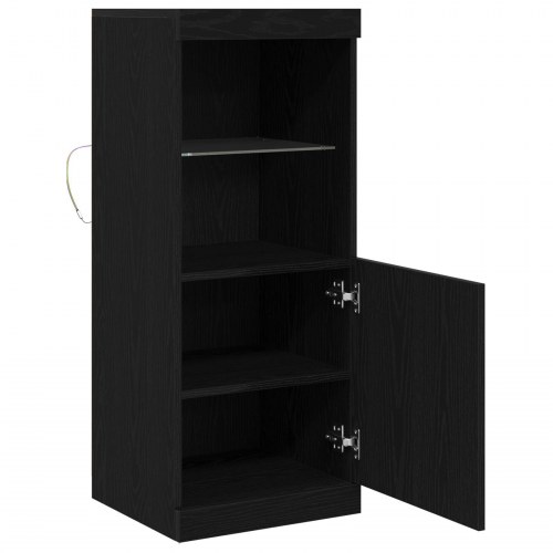 Sideboard med LED Lys Sort Eg 41x37x100 cm