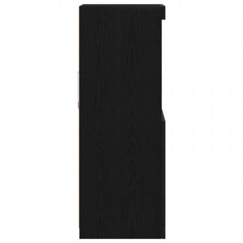 Sideboard med LED Lys Sort Eg 41x37x100 cm