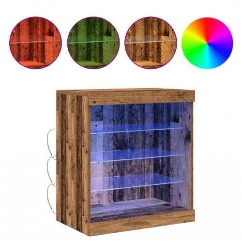 Skab med LED lys Gamle træ 60,5x37x67 cm