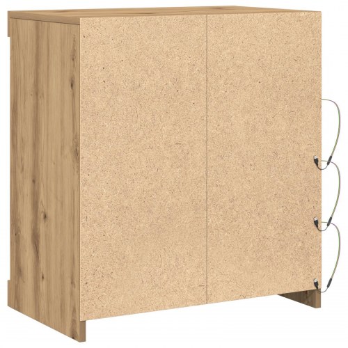 Sideboard med LED-lys i Artisansk egetræ 60,5x37x67 cm