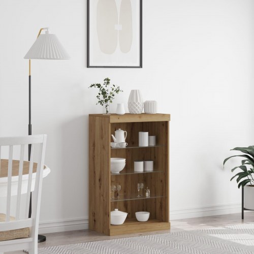 Sideboard med LED-lys i Artisan Eg 60,5x37x100 cm