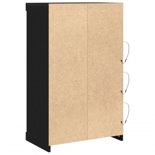 Sideboard med LED Lys Sort Eg 60,5x37x100 cm