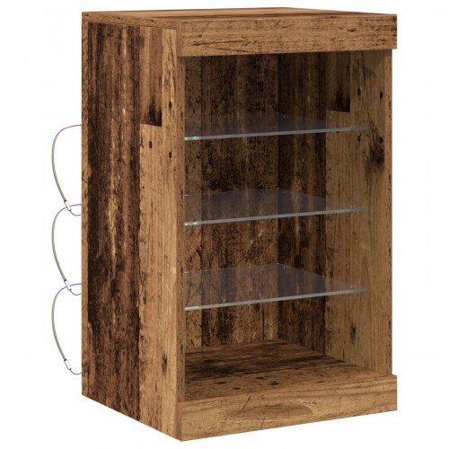 Skænk med LED-lys Gammelt træ 41x37x67 cm