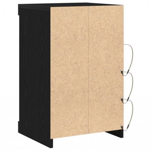 Sideboard med LED Lys Sort Eg 41x37x67 cm