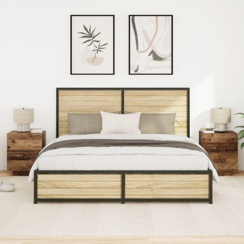 Natborde med LED-lys 2 stk Gamle træ 45x40x55 cm