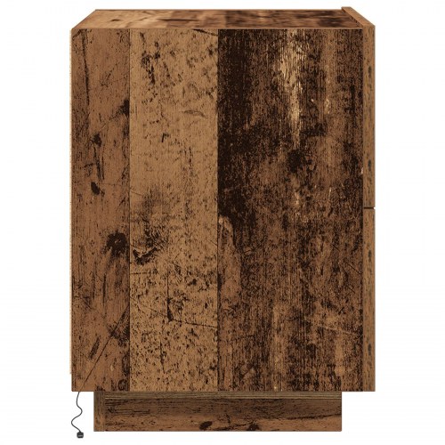 Natborde med LED-lys 2 stk Gamle træ 45x40x55 cm