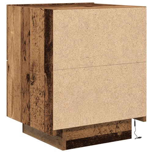 Natborde med LED-lys 2 stk Gamle træ 45x40x55 cm
