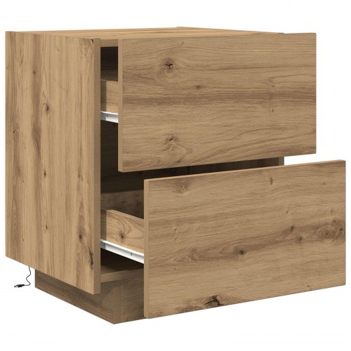 Sengeborde med LED-lys 2 stk Artisan Eg 45x40x55 cm