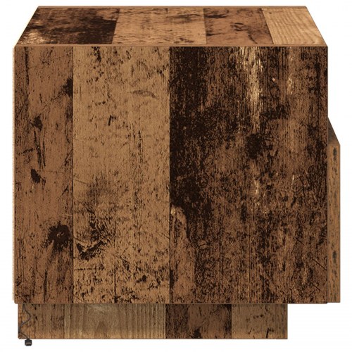 Natborde med LED-lys 2 stk Gammel træ 40x39x37 cm