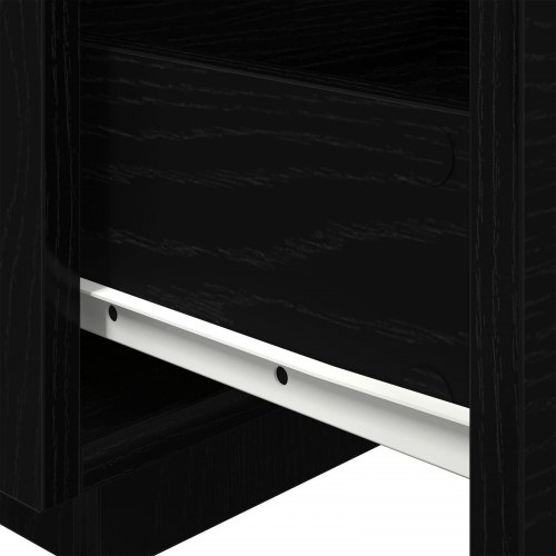 Sengeborde med LED-lys 2 stk Sort Eg 40x39x37 cm