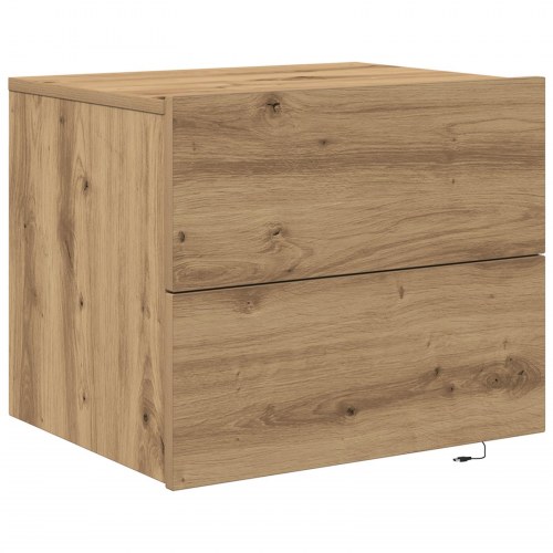 Sengebord med LED Væghængt Artisan Eg 50x39x41 cm