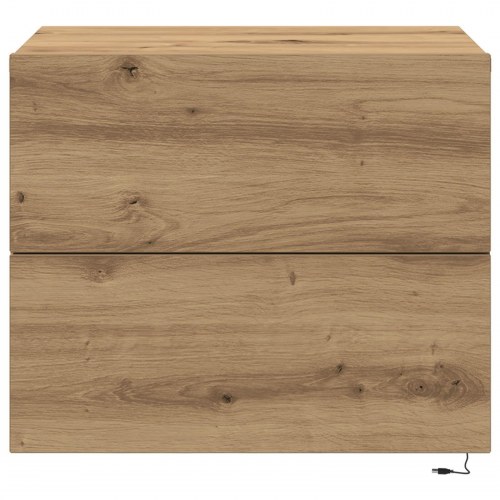 Sengebord med LED Væghængt Artisan Eg 50x39x41 cm
