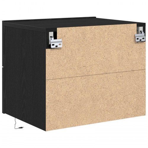 Sengebord med LED vægmonteret sort eg 50x39x41 cm