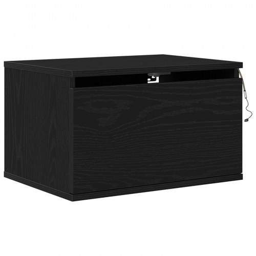 Sengbord med LED vægmonteret sort eg 50x36x30 cm