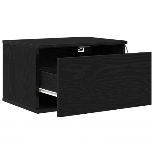 Sengbord med LED vægmonteret sort eg 50x36x30 cm