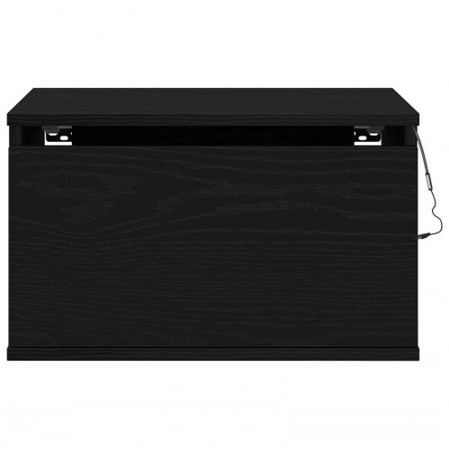 Sengbord med LED vægmonteret sort eg 50x36x30 cm