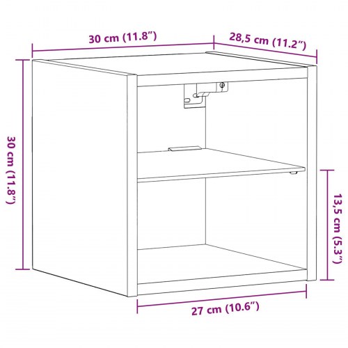 LED TV Skab Sort Eg 30x28,5x30 cm Konstrueret Træ