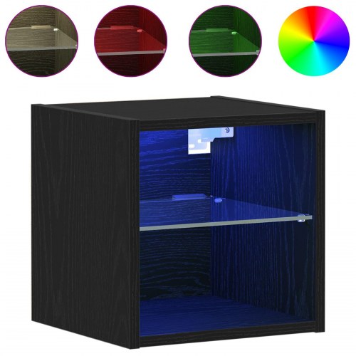 LED TV Skab 2 stk Sort Eg 30x28,5x30 cm Ingeniørtræ