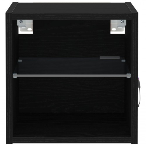 LED TV Skab 2 stk Sort Eg 30x28,5x30 cm Ingeniørtræ