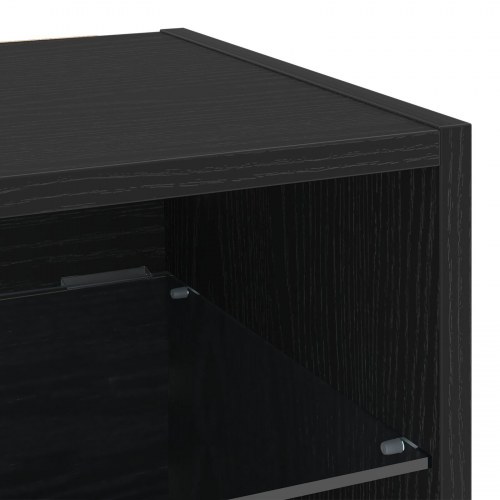 LED TV Skab 2 stk Sort Eg 30x28,5x30 cm Ingeniørtræ