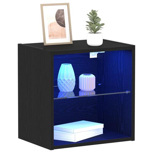 Svævehylde Sort Eg 40x28,5x40 cm Konstrueret Træ