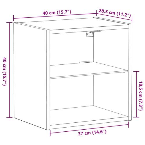 Svævehylde Sort Eg 40x28,5x40 cm Konstrueret Træ