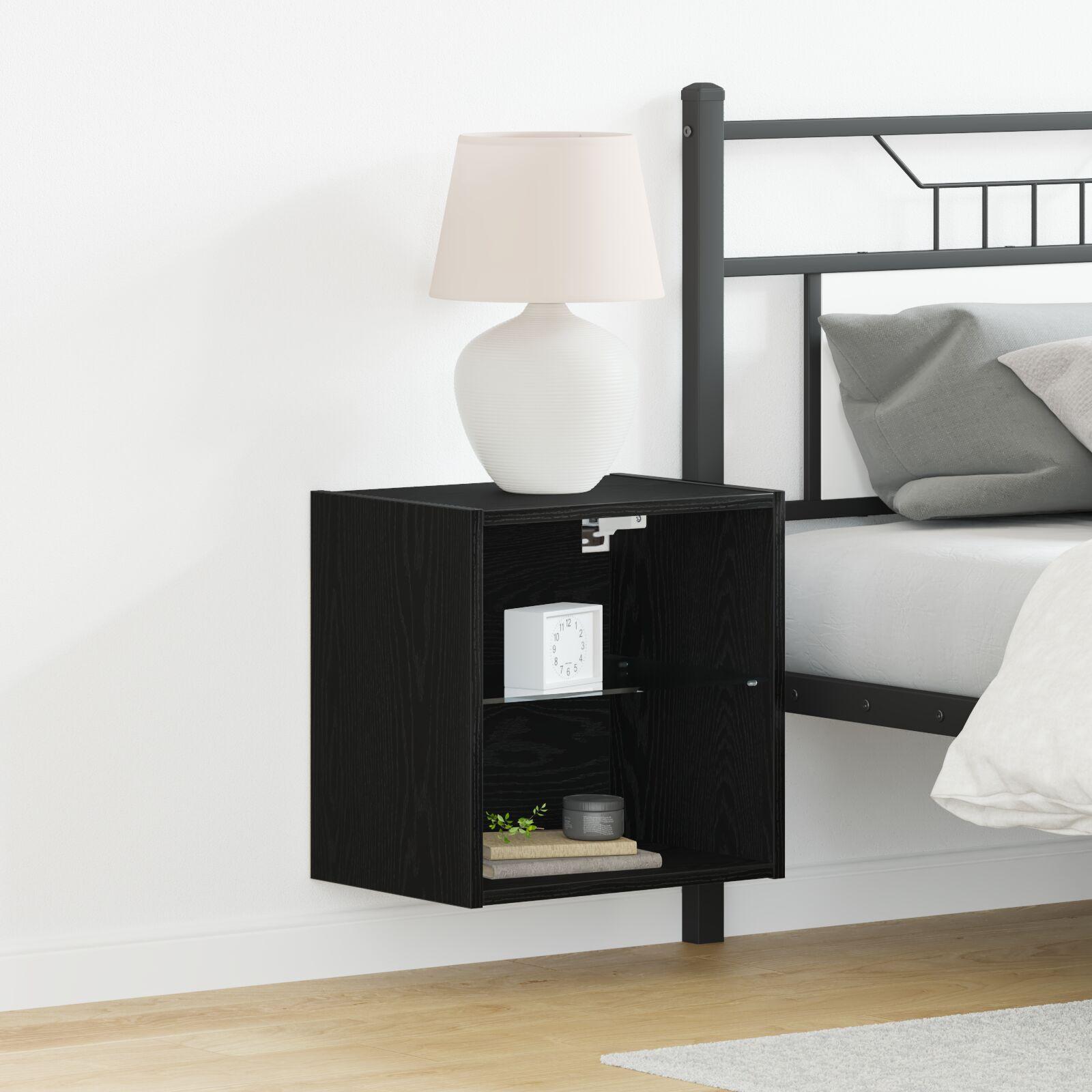 Svævende hylde 2 stk Sort 40 x 28.5 x 40 cm Konstrueret træ