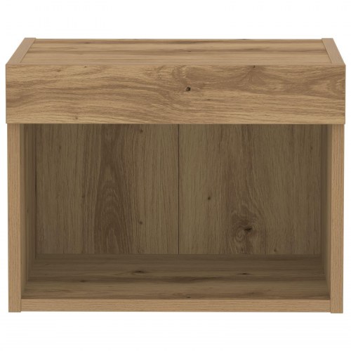 Væghylder med LED-lys 2 stk Håndlavet Eg 40x30x30 cm
