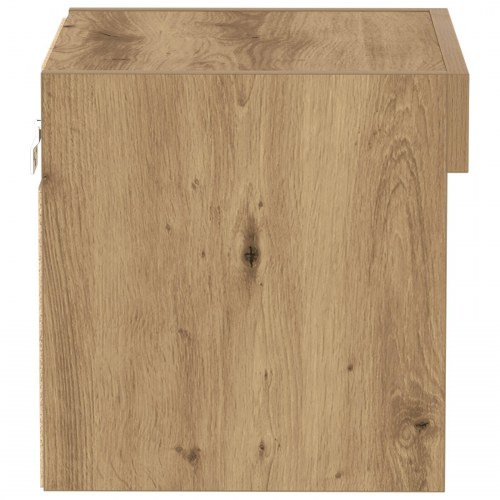 Væghylder med LED-lys 2 stk Håndlavet Eg 40x30x30 cm