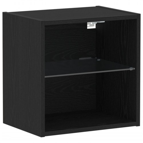 Væghylder med LED Lys 2 stk Sort Eg 40x30x30 cm