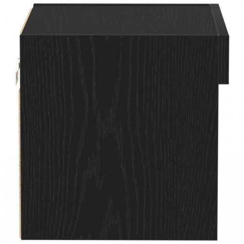 Væghylder med LED Lys 2 stk Sort Eg 40x30x30 cm