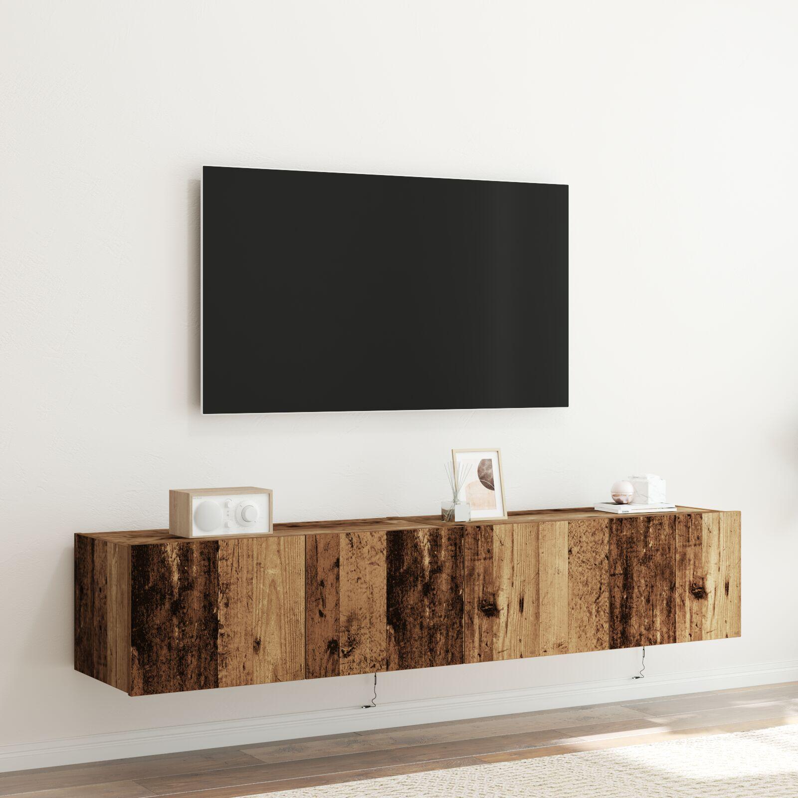 Tv Vægskab Gammelt Træ 80 X 35 X 31 Cm Konstrueret Træ
