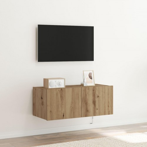 TV Vægskab med LED Lys Artisan Eg 80x35x31 cm