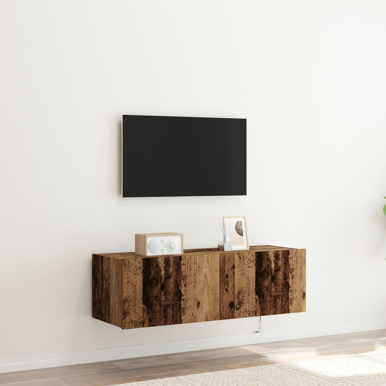 Tv Vægskab Gammelt Træ 100 X 35 X 31 Cm Konstrueret Træ