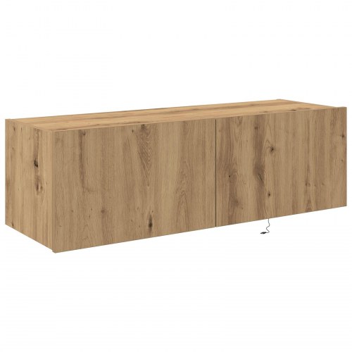 TV Væghængt Skab med LED Lys Artisan Eg 100x35x31 cm