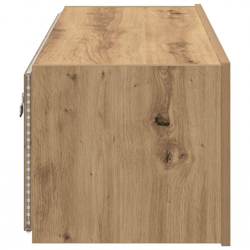 TV Væghængt Skab med LED Lys Artisan Eg 100x35x31 cm