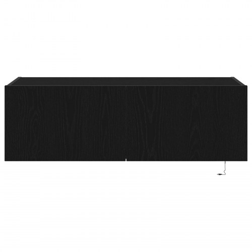 TV Vægskab med LED Lys Sort Eg 100x35x31 cm