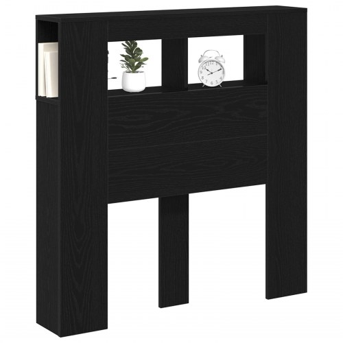 Opbevarings Hovedgærde med LED Lygter Sort Eg 100x18,5x103,5 cm